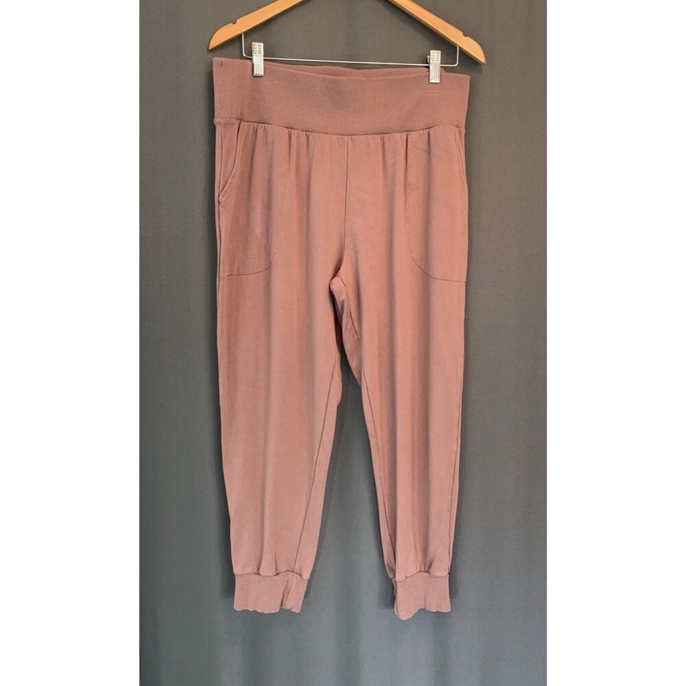 Nike Dri Fit French Terry Jogger Yoga Pants XL Pink Dusty Rose Pockets Lounge